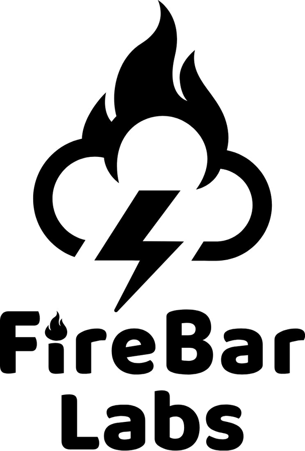 The FireBar Labs vertical logo with the mark stacked above the wordmark.