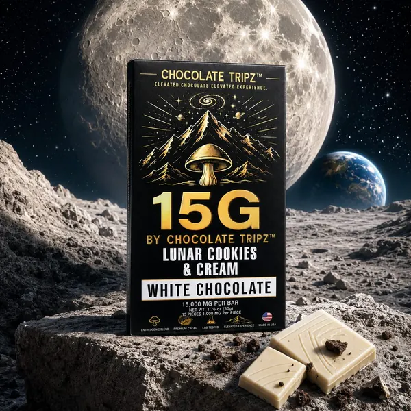 15G by Chocolate Tripz Lunar Cookies & Cream, white chocolate.
