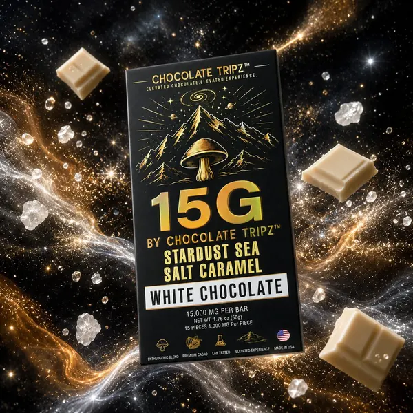 15G by Chocolate Tripz Stardust Sea Salt Caramel, white chocolate.