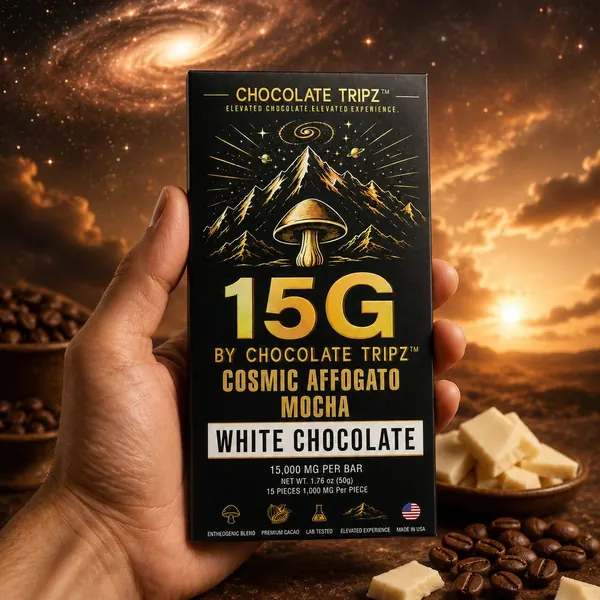 15G by Chocolate Tripz Cosmic Affogato Mocha, white chocolate.