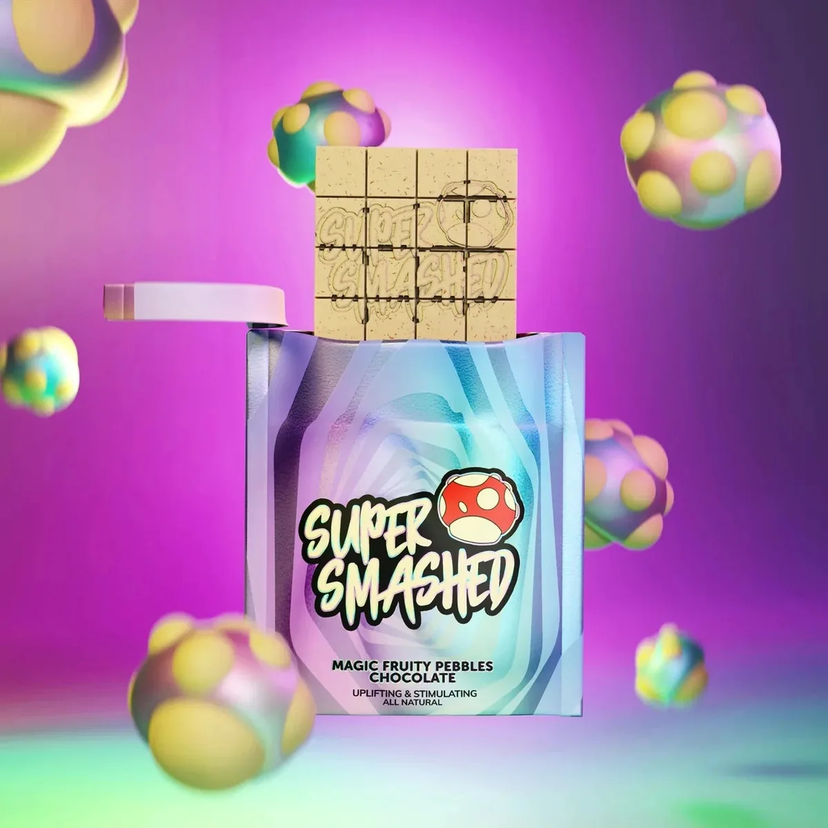 Super Smashed chocolate bar and pack.