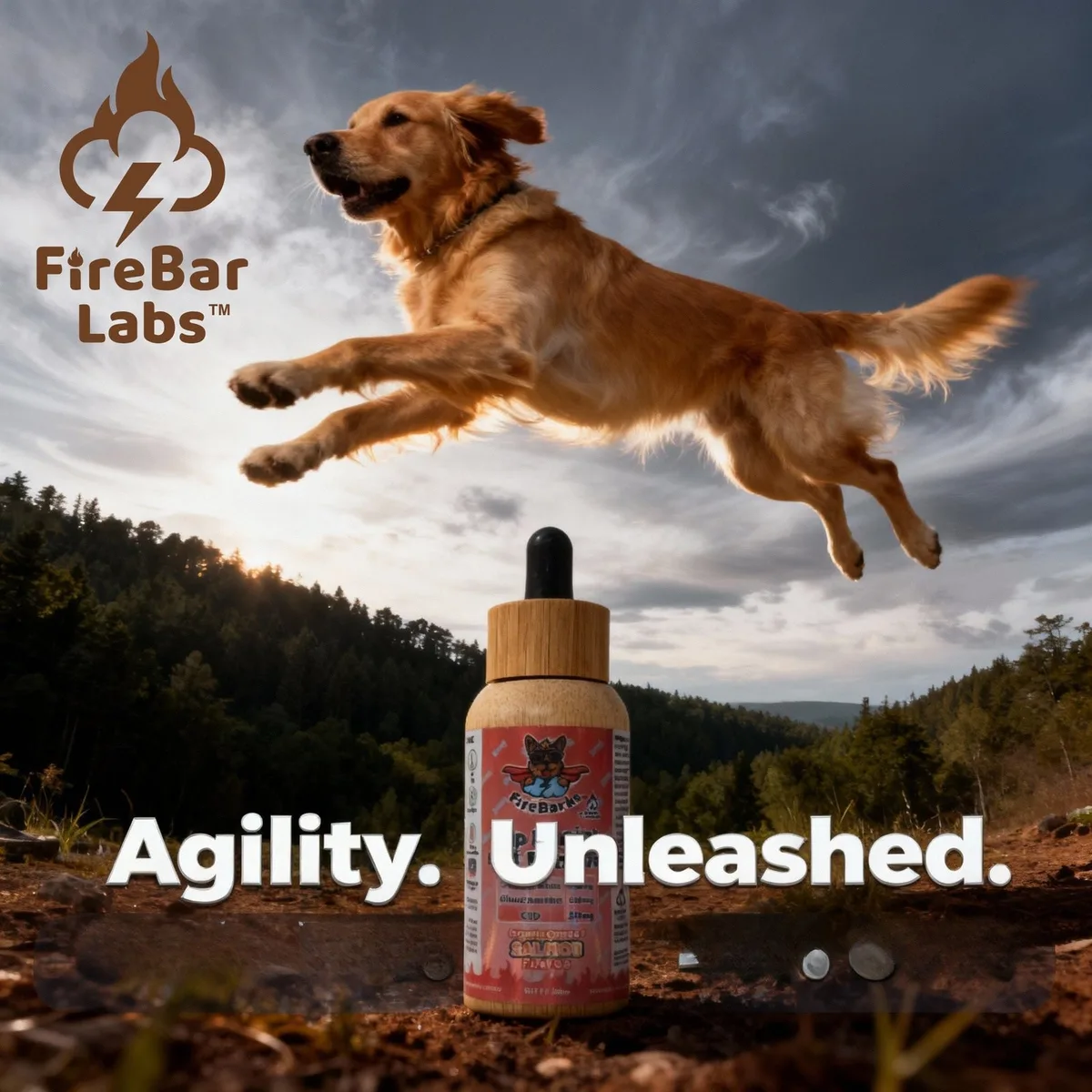 FireBarks pet tincture bottle.