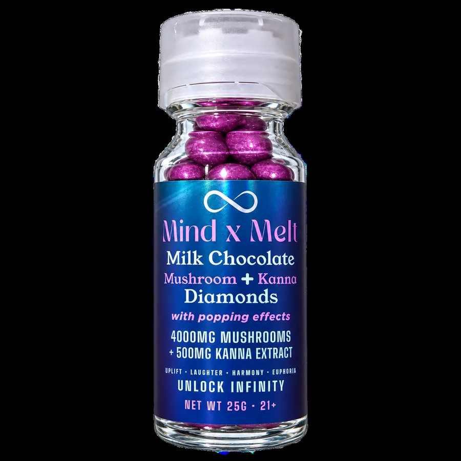 A jar of Mind x Melt Popping Diamonds.