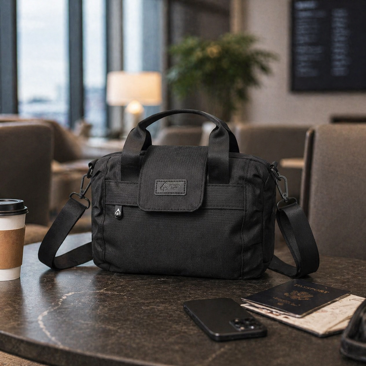 Essential messenger bag — cafe lifestyle